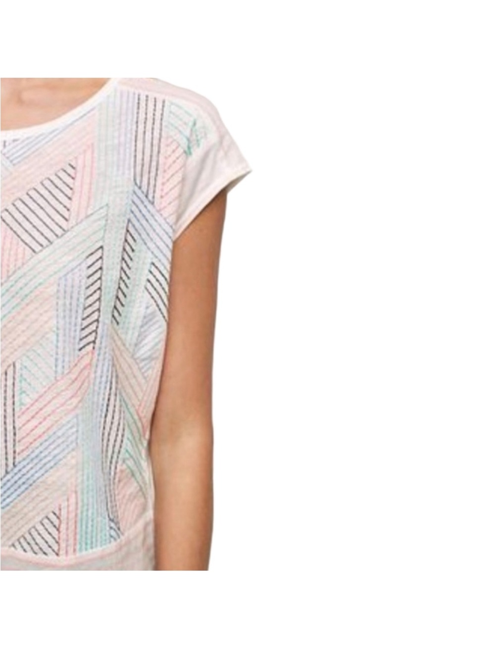 Anthropology embroidered geometric back button oversized shirt - medium petite - Picture 3 of 9